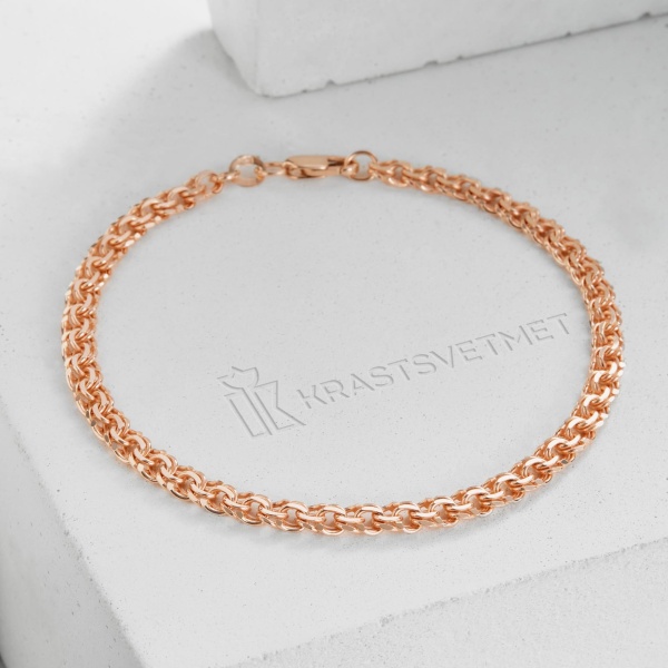 Браслет из красного золота, плетение «Гарибальди»